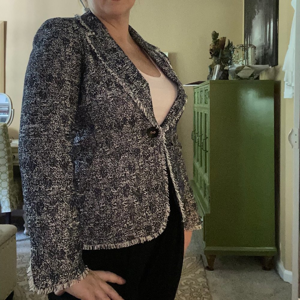 NWOT Talbots Blue/White Tweed Blazer 6P